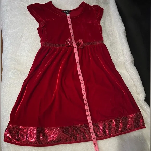 George Red Velvet Dress with Sequin Accents - Picture 11 of 11